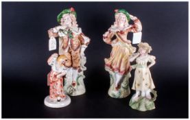 Four Various Figures, consisting of one Russian Dancing firl, a pair of Bisque man and woman