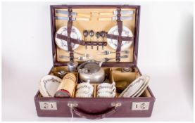 Sirram Vintage Picnic Set in original Case. Comprises portable kettle and stand, Thermos flask,
