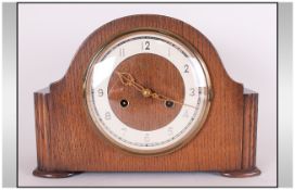 1930's Mantle Clock Arabic Numerals Brass Dial, Striking and Chime Movement. 8 inches high.