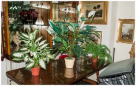 Collection of Assorted Plastic House Plants including ceramic planters.