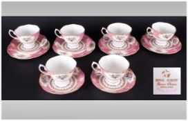 Royal Albert Part Tea Set ''Lady Carlyle'' - White and pink with floral decorations. Comprises of