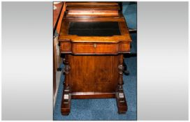 Victorian Walnut Inlaid Writing Davenport. With a fitted envelope compartment to the top. With a