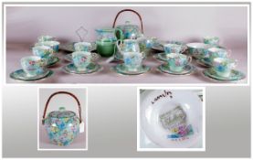 Shelley 1930's 45 Piece Tea Service circa 1930''s Melody Chintz Pattern, number 12974, Henley Shape,
