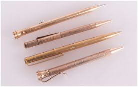 Four Vintage Rolled Gold And Gold Filled Propelling Pencils Various Makers Including Paper Mate,