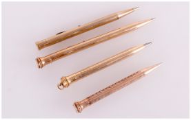 Four Vintage Rolled Gold & Gold Filled Propelling Pencils various makers including Wahl & Co
