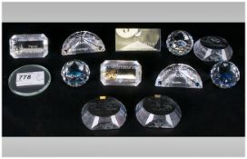 Swarovski Collectors Society Cut Crystal Plaques 10 in total. Masquerade series etc. All mint