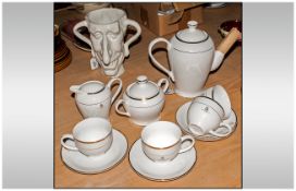 White Porcelain Coffee Set With Gilt Trim - Commemorating the Queen's Golden Jubilee. Comprises