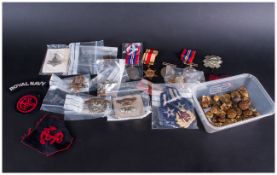 A Good collection Of British World War 1 Military Cap Badges, Buttons & Medals over 60 items as
