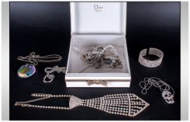 Collection Of Crystal Jewellery to include a cuff bangle,  earrings, bracelets and pendants.