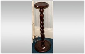 Reproduction Candy Twist Mahogany Stand, with turned spindle base. 33 inches high.