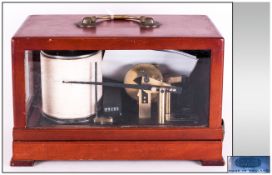 Barograph in Glazed Mahogany Case, marked Casela-London; 8 inches high x 12 wide