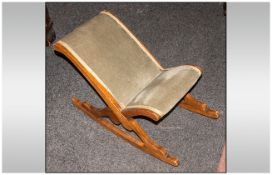 Victorian Gout Stool with an upholstered seat and back on a cross stretcher frame.