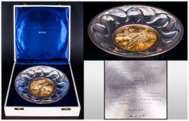 RNLI Boxed Silver and Gilt Limited Edition Commemorative Bowl, Numbered 247, hallmarked London 1974,