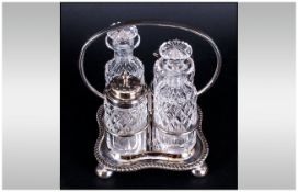 Silver Plated & Glass 4 Piece Cruet Set.