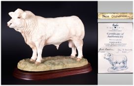 Border Fine Arts Ltd and Numbered Edition Handmade Fine and Large Group Figure ' Charolais Bull '