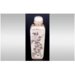 Chinese Bone Snuff Bottle, Sectional Tapering Form, Floral Decoration, Height 73mm. Looks To Be