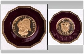 Franklin Mint One Hundred Balboa Proof Fine Gold Coin from the Republic of Panama; 8.16gms of fine