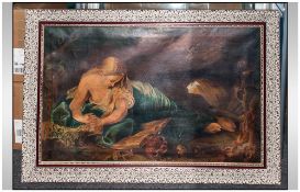 Antique 18th Century Style French Oil On Canvas Large Painting Of A Semi Nude. 38.5x24''