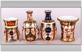 Royal Crown Derby Imari Pattern Miniature Vases ( 4 ) In Total. Dated 1918, 1916, 1925 & 1920. Sizes