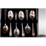 A Boxed Set Of Six Silver Tea Spoons Hallmark Birmingham 1962, Excellent condition.