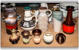 Collection of Ten West German Pottery Vases and one bowl, various shapes and sizes.