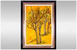 Contemporary 'Forest Scene' Framed Oil on Canvas in the Impressionist Style. Unsigned. 24 by 34