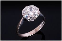 Ladies 18ct White Gold Set Single Stone Round Brilliant - Old Cut Impressive Looking Diamond Ring.