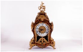 20th Century French Large Boulework Style And Brass Mounted 8 Day Striking Mantle Clock with the