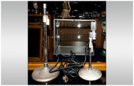 Mid 20thC Romers Chrome Microphone And Stand. Together With A Small Telescopic Stand