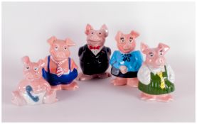 Wade Complete Set Of Five Natwest Piggy Banks Circa 1980's. All in excellent condition.