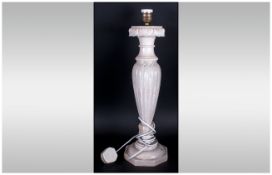 Italian Marble Table Lamp of reeded form and stepped base. Circa 1950's, 20 inches in height.