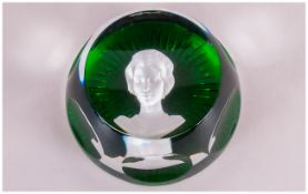 Baccarat France Princess Anne Glass Cameo Paperweight Date 1976. complete with box. Mint condition.