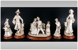 Collection Of 4 Capodimonte Figures -  All signed by A.Belcari and on circular wooden plinths.