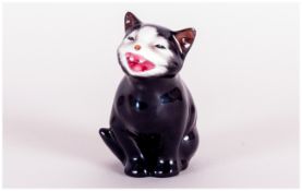 Royal Doulton Early Small Black Cat Figure 'Lucky' K12. 2.25'' in height. crack to body.