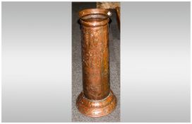 Arabic Copper Embossed Umbrella Stand with Arabic script to the body and decorated with cattle