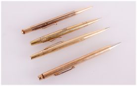 Four Vintage Gold Filled And Rolled Gold Propelling Pencils various makers including, Evershape,