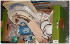 Box of Assorted Ceramics including Wedgwood etc