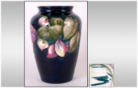Moorcroft Anemone Decorated Vase, Blue Ground, Height 6 Inches, c1930. Small Chip To Underside Of