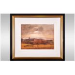 Albert Phillip - Famous Lancaster Artist, Title ' Sunset Over Lancaster ' Watercolour. Gallery Label