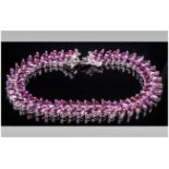 Rhodolite Garnet Marquise Cut Bracelet, 27.5cts of the berry colour rhodolite variety of garnet in