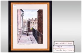 Dougie Brown Signed Dougie B, Title ' A Cats Eye View of Church Street ' Watercolour. Signed and