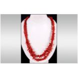 Vintage Double Strand Coral Necklace, 24 inches long, 65grams