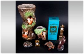 Assorted Ceramics and Collectables comprising Fauna Tree Vase, sylvac tortoise, Beneagles Scotch