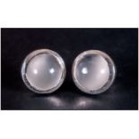 Silver Moonstone Pair of Stud Earrings, 7cts of round cut cabochons of silver moonstone, mined in