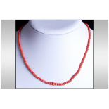 Coral Small Bead Necklace, slightly graduated, small rondelles of coral forming a delicate necklace,