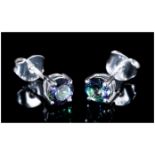 Northern Lights Mystic Topaz Stud Earrings, 1ct of the purple, green and blue Mystic topaz set in