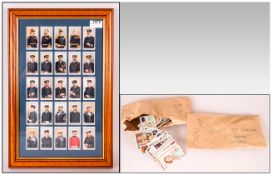 A Framed Set of Wills Cigarette Cards Naval Dress and Badges (25) in the set. Together with two