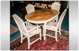 Modern Shabby Chic Round Dining Table and 5 Chairs. The chairs with Laura Ashley