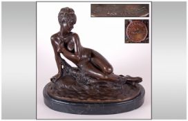 Leon Bertaux After ( French, 1825-1909 ) '' Jeune Fille au bain- Sara la baigneuse '' Bronze