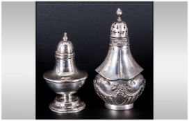 Victorian Art Nouveau Silver Pepperette, Hallmark Birmingham 3.25 inches in height. Plus an